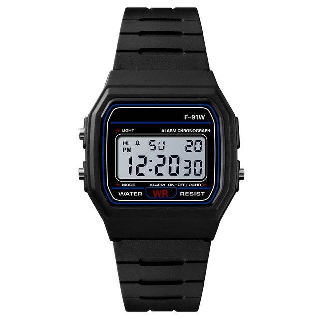 HONHX F-91W Analog Digital Motion LED Watch with Silicone Strap