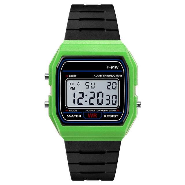 HONHX F-91W Analog Digital Motion LED Watch with Silicone Strap