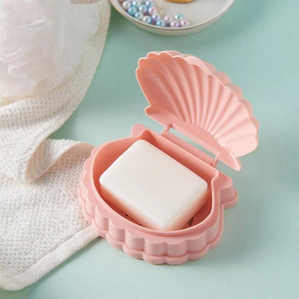 Practical Soap Storage for Daily Home Bathroom Use - pink shell-shaped PP soap box draining storage to keep soap dry and extend lifespan