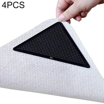 Non-Slip Stickers for Safer Bathroom Floors at Home – black triangular corner anti-slip sticker on white bath rug