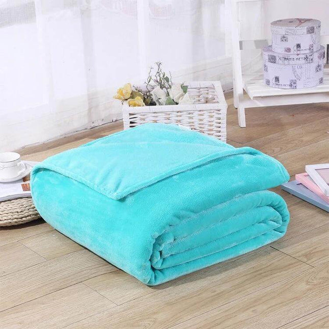 Beddowell Coral Flannel Blanket 180x200cm in turquoise, lightweight 100% polyester coral fleece for travel, home, picnics and lounging