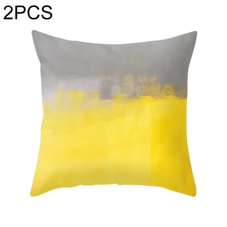 Set of 2 Vibrant Yellow Geometric Throw Pillow Covers - 45x45cm Decorative Cushion Cases for Home and Office 29