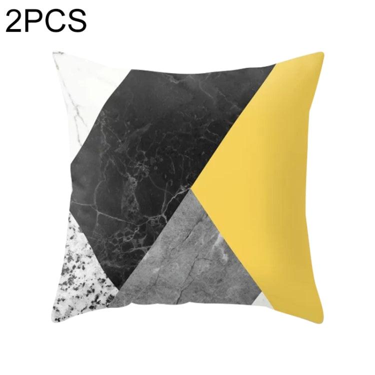 Set of 2 Vibrant Yellow Geometric Throw Pillow Covers - 45x45cm Decorative Cushion Cases for Home and Office 30