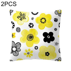 Set of 2 Vibrant Yellow Geometric Throw Pillow Covers - 45x45cm Decorative Cushion Cases for Home and Office 31