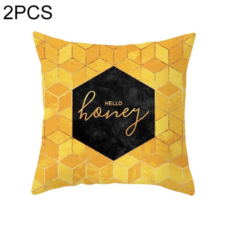 Set of 2 Vibrant Yellow Geometric Throw Pillow Covers - 45x45cm Decorative Cushion Cases for Home and Office 32