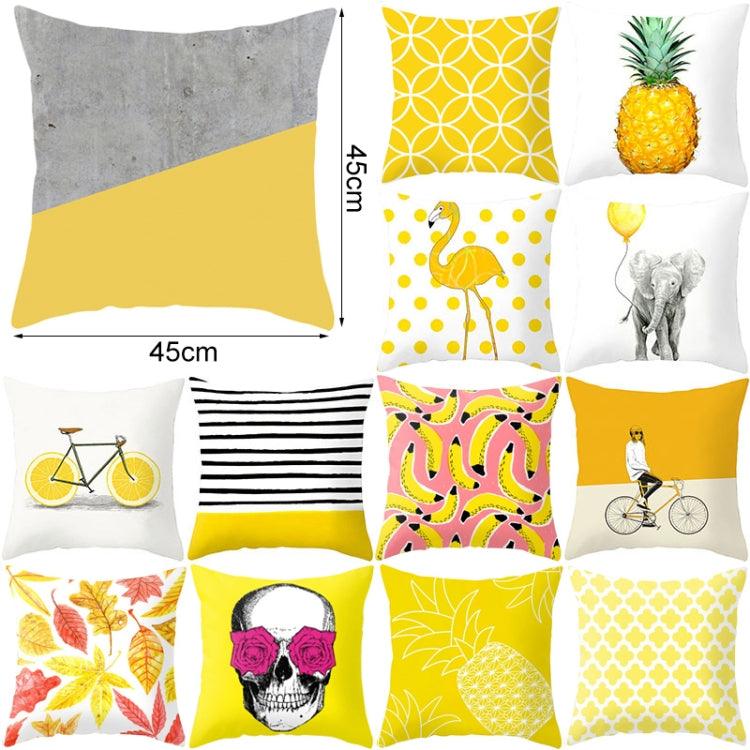 Set of 2 Vibrant Yellow Geometric Throw Pillow Covers - 45x45cm Decorative Cushion Cases for Home and Office