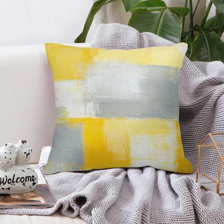 Set of 2 Vibrant Yellow Geometric Throw Pillow Covers - 45x45cm Decorative Cushion Cases for Home and Office