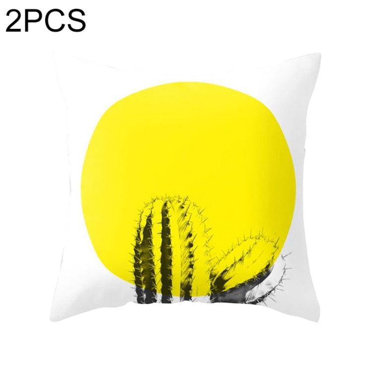 Set of 2 Vibrant Yellow Geometric Throw Pillow Covers - 45x45cm Decorative Cushion Cases for Home and Office 4