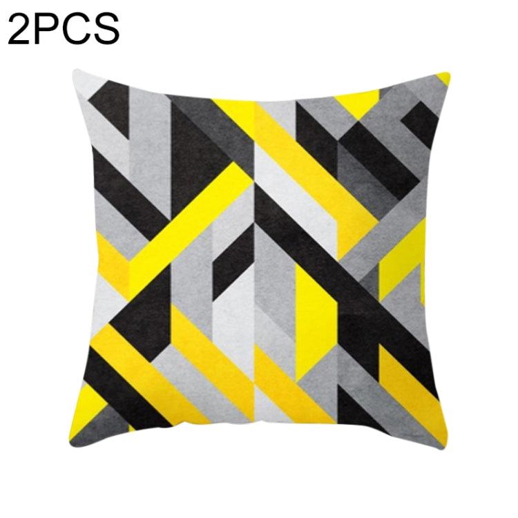 Set of 2 Vibrant Yellow Geometric Throw Pillow Covers - 45x45cm Decorative Cushion Cases for Home and Office 17