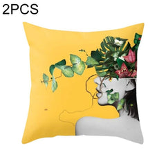 Set of 2 Vibrant Yellow Geometric Throw Pillow Covers - 45x45cm Decorative Cushion Cases for Home and Office 23