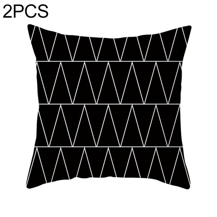 2 PCS Black and White Simple and Modern Geometric Abstract Decorative Pillowcases Polyester Throw Pillow Case - Syndmart