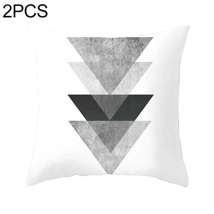 Set of 2 Contemporary Black and White Geometric Abstract Pillow Covers in Durable Polyester 22