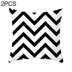 Set of 2 Contemporary Black and White Geometric Abstract Pillow Covers in Durable Polyester 1