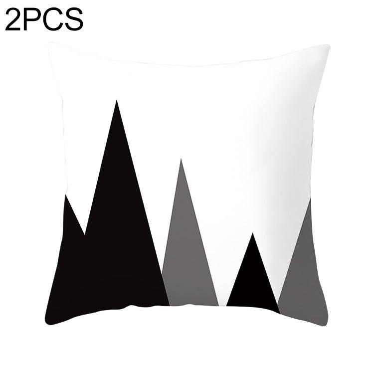 Set of 2 Contemporary Black and White Geometric Abstract Pillow Covers in Durable Polyester 10