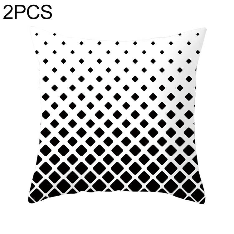 2 PCS Black and White Simple and Modern Geometric Abstract Decorative Pillowcases Polyester Throw Pillow Case - Syndmart