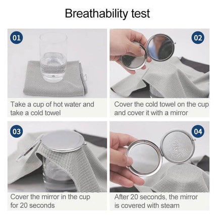 Fitness Towel Quick-Drying for Gym, Travel, and Everyday Use - Breathability Test Showing Steam On Mirror After 20 Seconds
