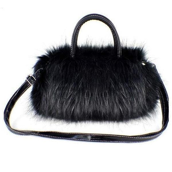 Chic Women's PU Leather Faux Fur Shoulder Handbag