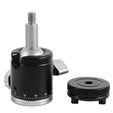 BEXIN K-19 Versatile Ball Head Mount for Cameras and Phones compact black ball head with quick-release plate and angle markings