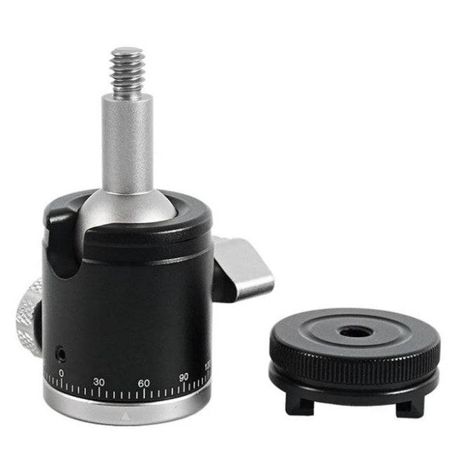 BEXIN K-19 Versatile Ball Head Mount for Cameras and Phones compact black ball head with quick-release plate and angle markings