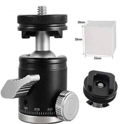 BEXIN K-19 Versatile Ball Head Mount for Cameras and Phones shown in black with quick-release plate and angle markings