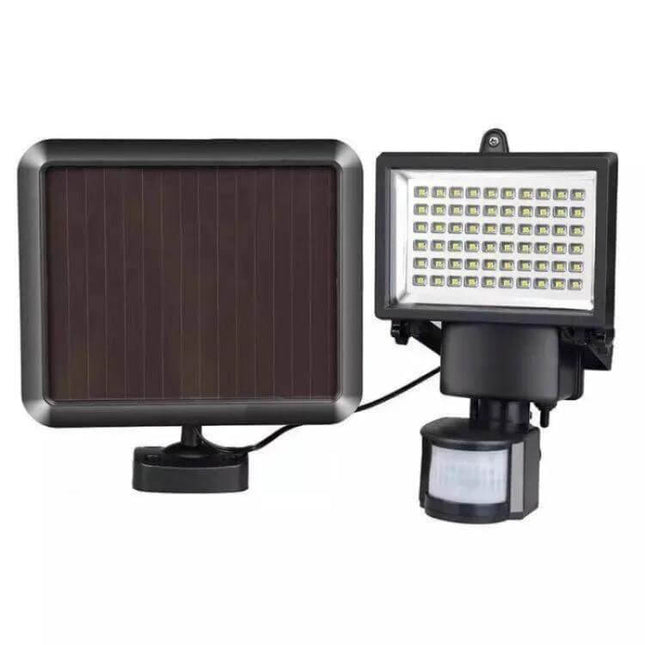 Outdoor Solar Sensor Security Flood Light 60 LEDs For Yard - motion-activated solar panel and 60 white LED floodlight for driveway and walkway safety