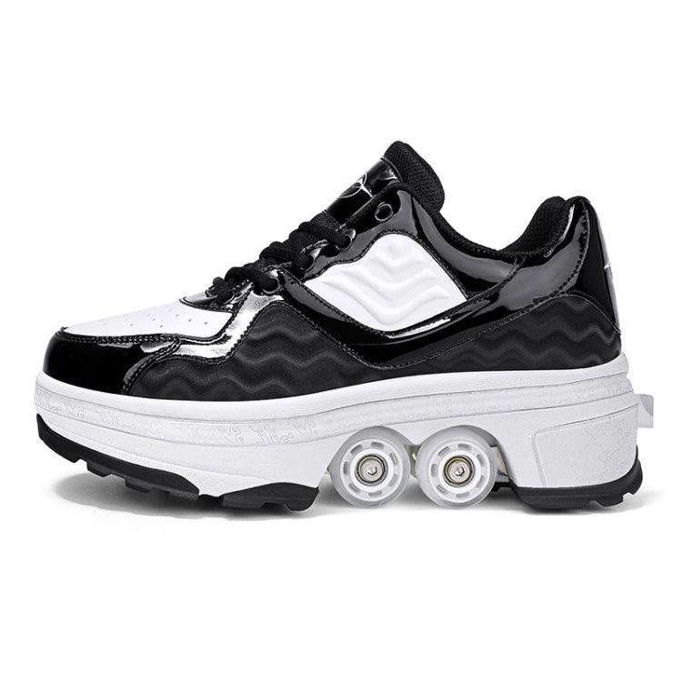 Children's Convertible Sneakers and Roller Skates with Retractable Wheels Black 33