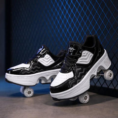 Children's Convertible Sneakers and Roller Skates with Retractable Wheels