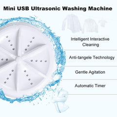 Compact Ultrasonic Clothes Washer with USB Power - Perfect for Travel and Small Loads