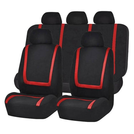 Universal Car Seat Cover 4-Piece Set For Car Interior Protection - black and red breathable 3-layer front and rear seat covers