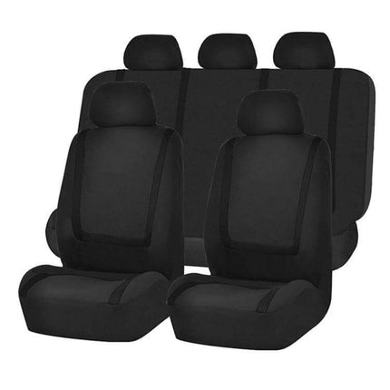 Universal Car Seat Cover 4-Piece Set For Car Interior Protection - black breathable 3-layer front seat and head cap set