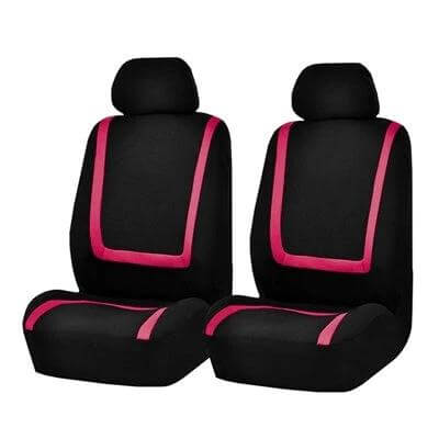 Universal Car Seat Cover 4-Piece Set For Car Interior Protection - black and pink front seat covers, breathable multi-layer design, foam-backed