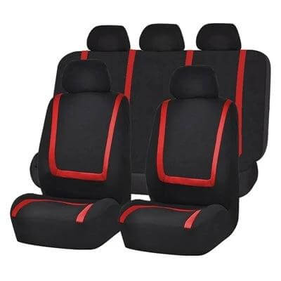 Universal Car Seat Cover 4-Piece Set For Car Interior Protection black red trim front and rear seat covers