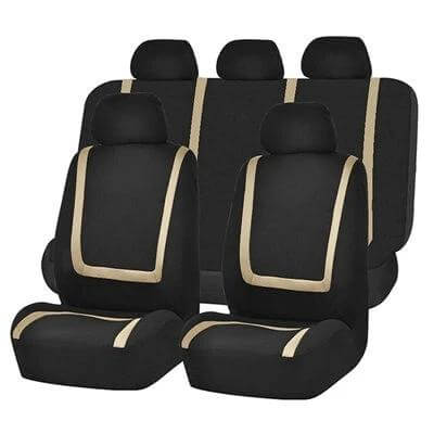 Universal Car Seat Cover 4-Piece Set For Car Interior Protection - black beige breathable 3-layer spandex-backed seats set