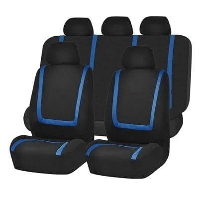 Universal Car Seat Cover 4-Piece Set For Car Interior Protection - black and blue breathable 4-piece seat cover set protecting against spills, pet hair