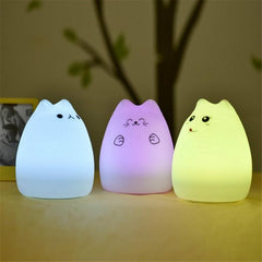 Cute USB Rechargeable Touch Sensor Night Light for Kids - Remote Control Silicone Lamp for Home Decor