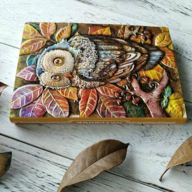 Artisan Owl Embossed Leather Journal - Handcrafted Vintage Sketchbook with Thick Paper