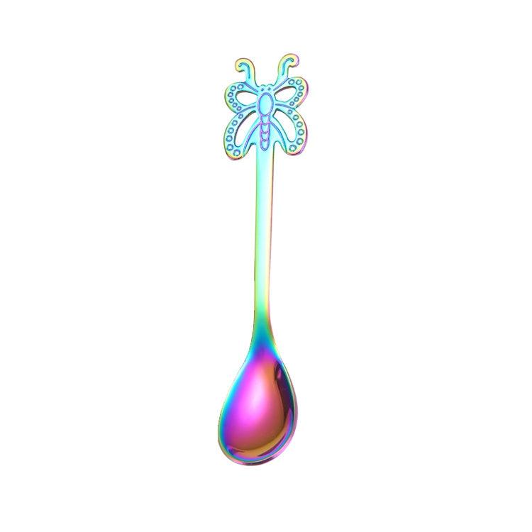 Colorful Butterfly Design Stainless Steel Spoons for Coffee, Tea, Desserts, and More