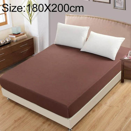 Plain Mattress Protector For Everyday Use Fits 120x200 Cm on brown fitted sheet in bedroom with elastic edge for secure fit