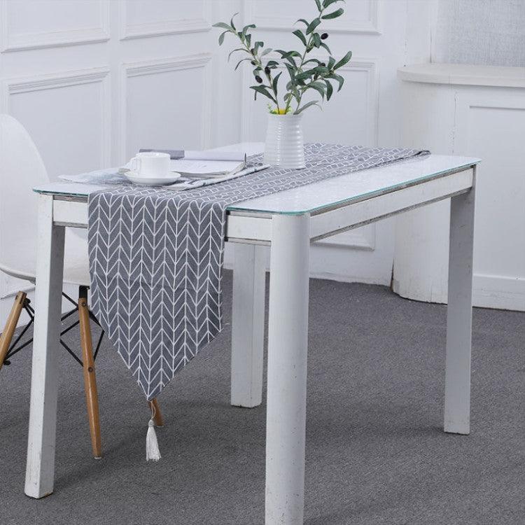 Elegant Cotton Linen Table Runner - Chic Decorative Accessory for Dining and Desk Spaces Tree 160x33cm