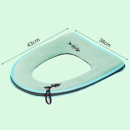 Cozy Washable Toilet Seat Cover for Cold Days - soft removable padded toilet seat cover 43cm x 38cm in mint with zipper