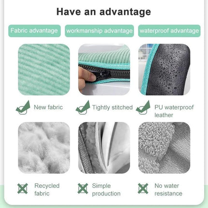 Cozy Washable Toilet Seat Cover for Cold Days shown with fabric close-ups zipper stitching and waterproof PU backing