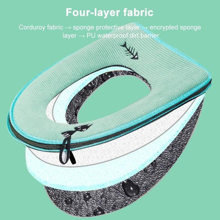 Cozy Washable Toilet Seat Cover for Cold Days - mint corduroy four-layer washable padded seat cover with zipper