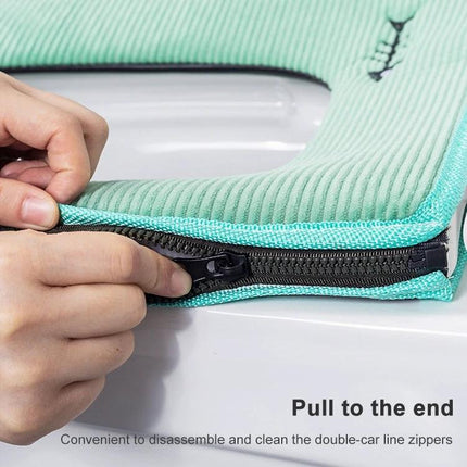 Cozy Washable Toilet Seat Cover for Cold Days - mint ribbed washable cover with zipper for easy removal and cleaning