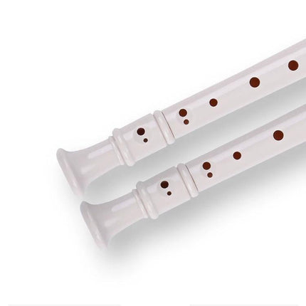 SW8 Swan Plastic Clarinets for Kids' Everyday Music Practice white ABS student clarinet close-up showing finger holes and mouthpiece