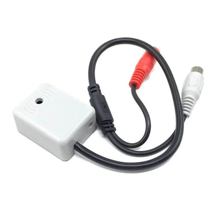 Universal Sound Collector for Room and Vehicle Monitoring compact white audio monitoring device with cable for home and car security