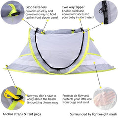 Ultralight Portable Baby Beach Tent with Mosquito Net and UV Protection