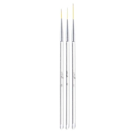 Nail Art Double-Ended Color Brush Set for Fine Details - three slim precision brushes for fine lines, tiny flowers and intricate nail art on UV gel