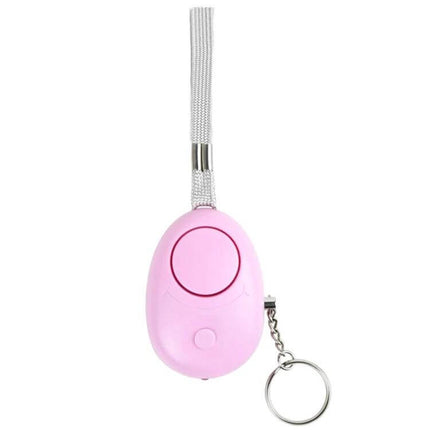 Portable Personal Safety Alarm with LED Light for Emergencies compact pink keychain alarm with wrist strap and key ring