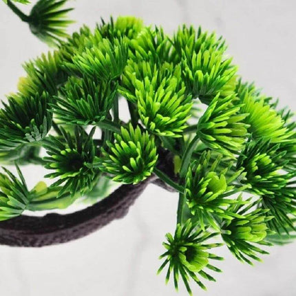 Simulation Pine Desktop Decoration Dragon Beard Tree - compact plastic pine-style desktop sculpture, 19x27x10.5cm, lightweight 95g, office or home decor