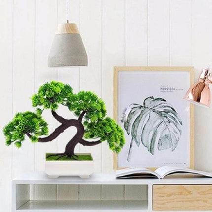Simulation Pine Desktop Decoration Dragon Beard Tree compact plastic desktop sculpture 19x27x10.5cm low-maintenance office decor